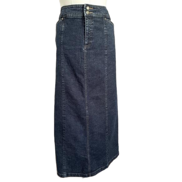 Vintage Maxi Denim Jean Skirt - 10/32-33" Waist, LONG BACK SLIT! - Picture 8 of 11